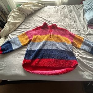 Old Navy Sherpa Teddy Bear Multi Color Quarter-Zip Pullover